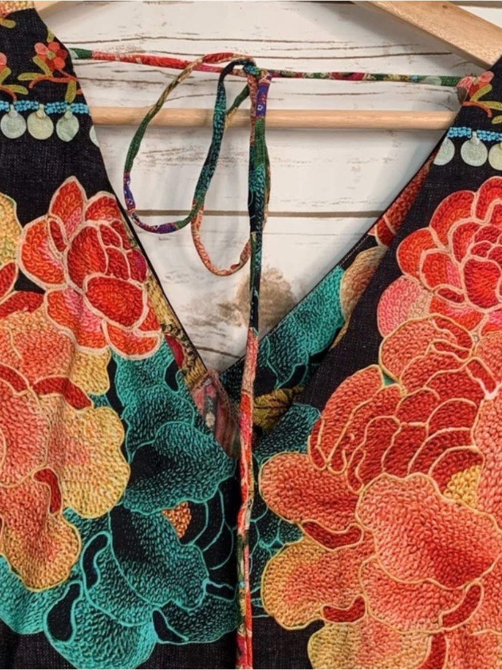 FARM Rio Rosario Maxi Dress Anthropologie Vibrant Floral & Geometric Print Sz L - Picture 7 of 12